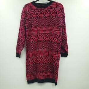 Vintage 80s Checkerboard Oversized Sweater Dress S
